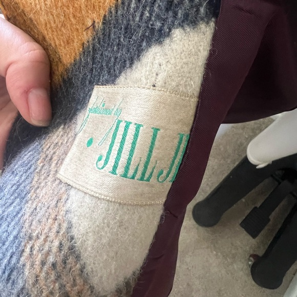 Vintage Jill Jr. Rust Orange and Navy Plaid Wool Coat as is - Picture 7 of 12